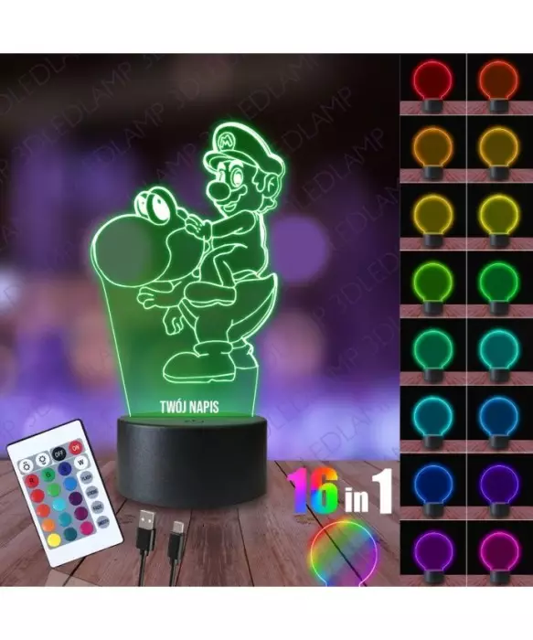 Lampka Nocna 3D LED LAMP Mario na Yoshi