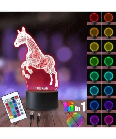 Lampka Nocna 3D LED LAMP Koń Skoki
