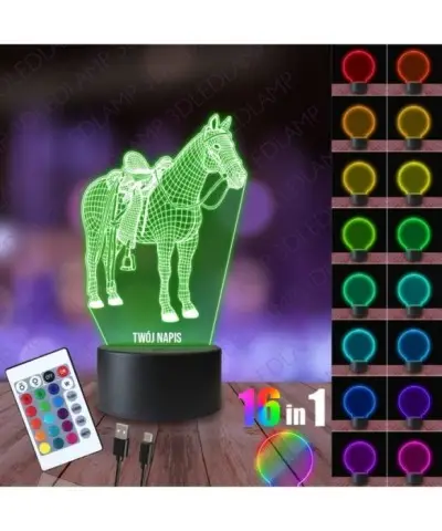 Lampka Nocna 3D LED LAMP Osiodłany Koń Jazda