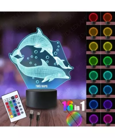 Lampka Nocna 3D LED LAMP Delfiny Delfinek