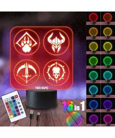 Lampka Nocna 3D LED LAMP Gra Diablo IV Symbole