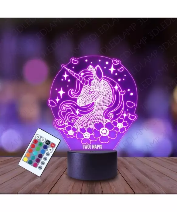 Lampka Nocna 3D LED LAMP Jednorożec Kwiatki