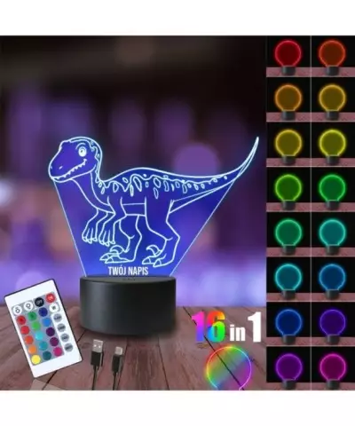 Lampka Nocna 3D LED LAMP Dinozaur Młody Velociraptor