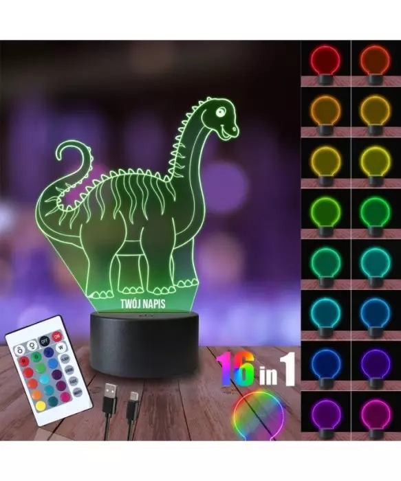 Lampka Nocna 3D LED LAMP Dinozaur Diplodok