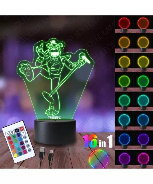 Lampka Nocna 3D LED LAMP Gra Fnaf Glamrock Freddy