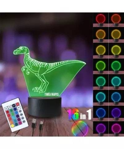 Lampka Nocna 3D LED LAMP Velociraptor Dinozaur