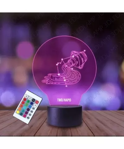 Lampka Nocna 3D LED LAMP Znak Zodiaku Wodnik