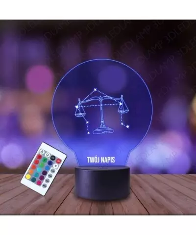 Lampka Nocna 3D LED LAMP Znak Zodiaku Waga