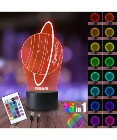 Lampka Nocna 3D LED LAMP Planeta Uran Kosmos