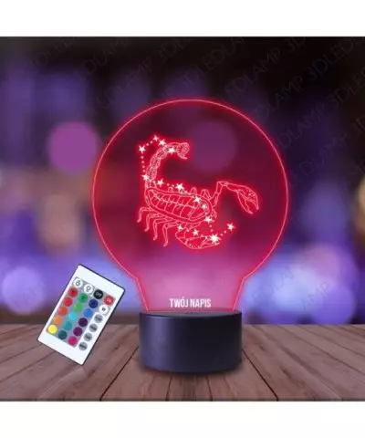 Lampka Nocna 3D LED LAMP Znak Zodiaku Skorpion