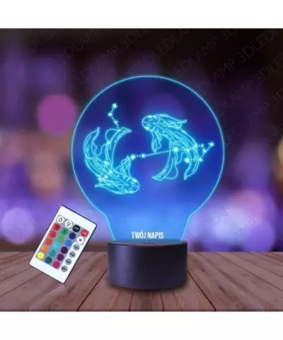 Lampka Nocna 3D LED LAMP Znak Zodiaku Ryby