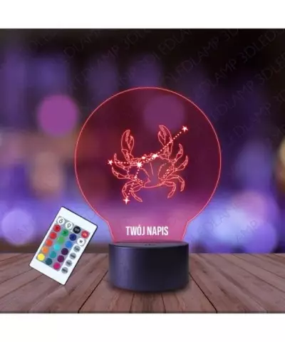 Lampka Nocna 3D LED LAMP Znak Zodiaku Rak