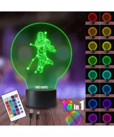 Lampka Nocna 3D LED LAMP Znak Zodiaku Panna