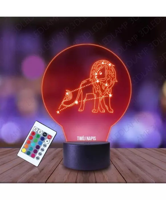 Lampka Nocna 3D LED LAMP Znak Zodiaku Lew