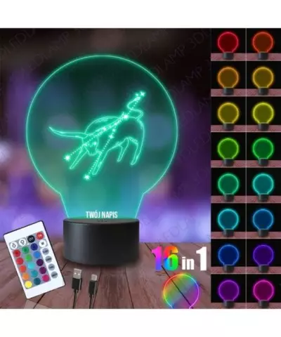 Lampka Nocna 3D LED LAMP Znak Zodiaku Byk