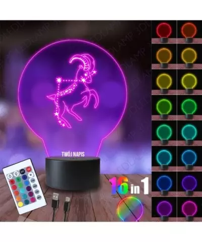 Lampka Nocna 3D LED LAMP Znak Zodiaku Baran