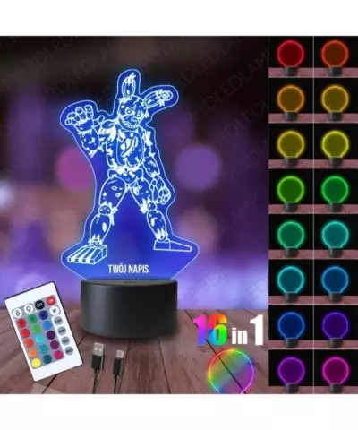 Lampka Nocna 3D LED LAMP Gra Fnaf Springtrap