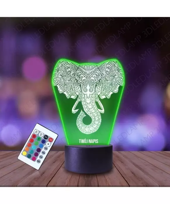 Lampka Nocna 3D LED LAMP Słonik Mandala