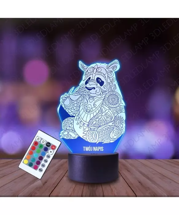 Lampka Nocna 3D LED LAMP Miś Panda Mandala