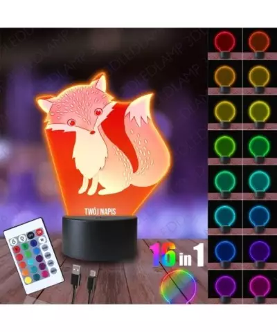 Lampka Nocna 3D LED LAMP Bajkowy Lisek