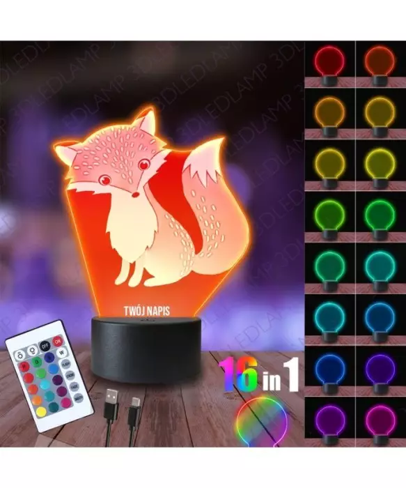 Lampka Nocna 3D LED LAMP Bajkowy Lisek