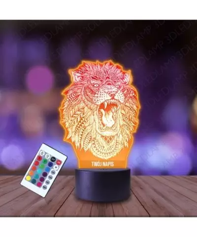 Lampka Nocna 3D LED LAMP Ryczący Lew Mandala