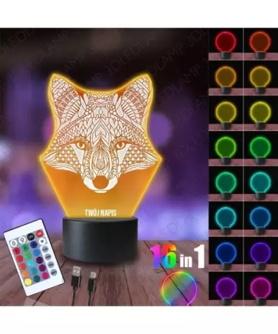 Lampka Nocna 3D LED LAMP Lisek Mandala