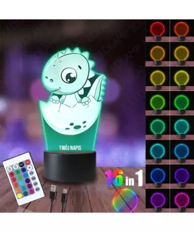 Lampka Nocna 3D LED LAMP Dinozaur w Jajku
