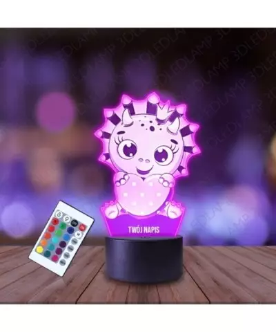 Lampka Nocna 3D LED LAMP Dinozaur z Serduszkiem