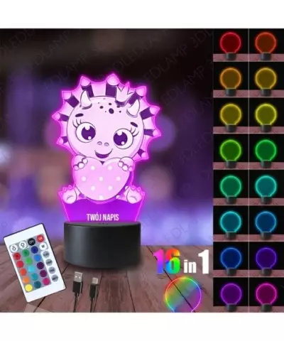 Lampka Nocna 3D LED LAMP Dinozaur z Serduszkiem
