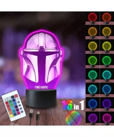 Lampka Nocna 3D LED LAMP Mandalorian Maska