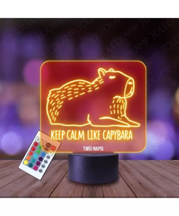 Lampka Nocna 3D LED LAMP Kapibara Keep Calm