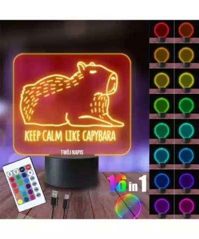 Lampka Nocna 3D LED LAMP Kapibara Keep Calm