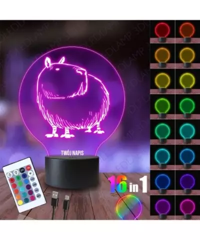 Lampka Nocna 3D LED LAMP Kapibara Gryzoń