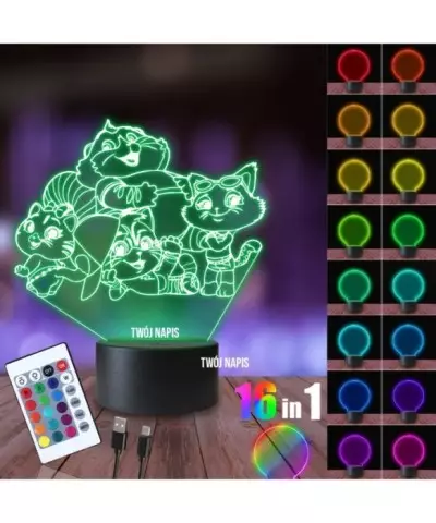 Lampka Nocna 3D LED LAMP Bajka 44 Koty