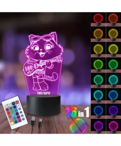 Lampka Nocna 3D LED LAMP Bajka 44 Koty Milady