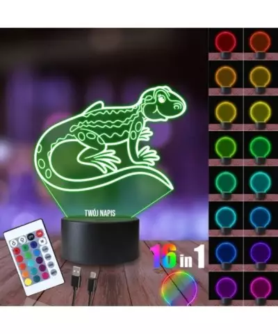 Lampka Nocna 3D LED LAMP Jaszczurka Gad