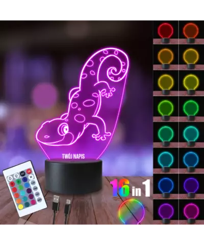 Lampka Nocna 3D LED LAMP Jaszczurka