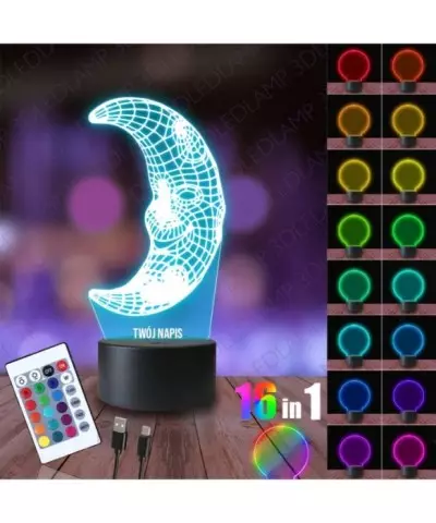 Lampka Nocna 3D LED LAMP Księżyc