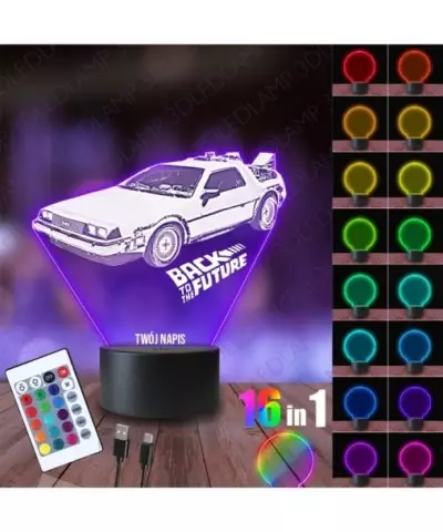 Lampka Nocna 3D LED LAMP Samochód Powrót do Przyszłości