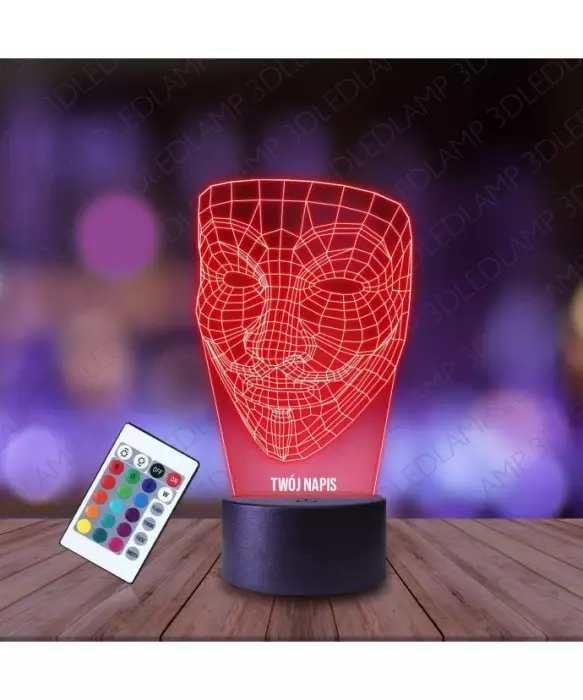 Lampka Nocna 3D LED LAMP Anonymous Maska Geometryczna