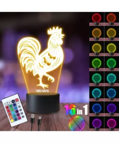 Lampka Nocna 3D LED LAMP Kogucik Folklor