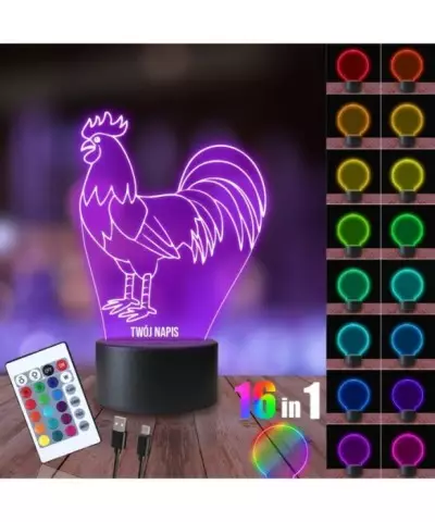 Lampka Nocna 3D LED LAMP Kura Duży Kogut