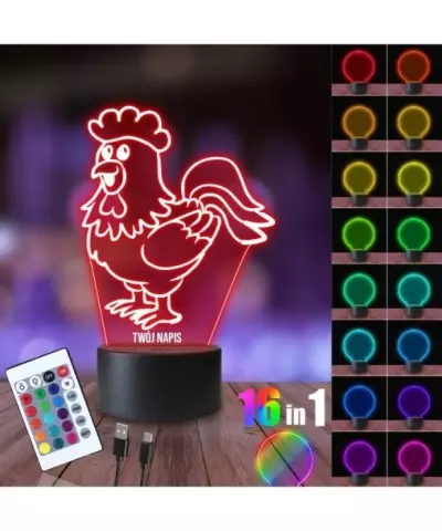Lampka Nocna 3D LED LAMP Kogut Bajkowy