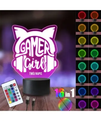 Lampka Nocna 3D LED LAMP Gaming Gamer Girl
