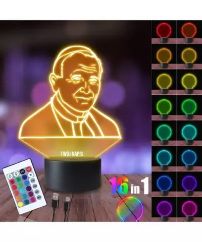 Lampka Nocna 3D LED LAMP Jan Paweł II Papież