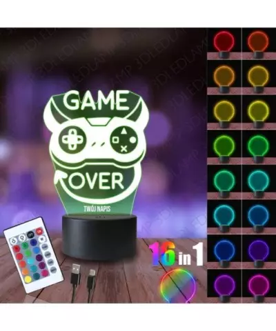Lampka Nocna 3D LED LAMP Pad Game Over