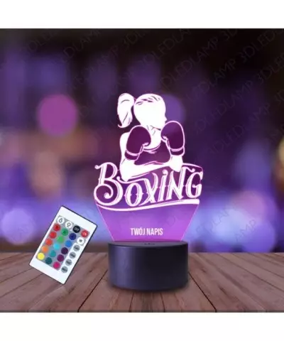 Lampka Nocna 3D LED LAMP Boks Kobieta Boxing