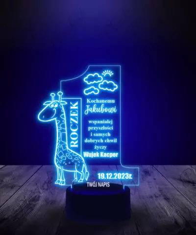 Lampka LED 3D Plexido Prezent Urodziny Roczek Żyrafa