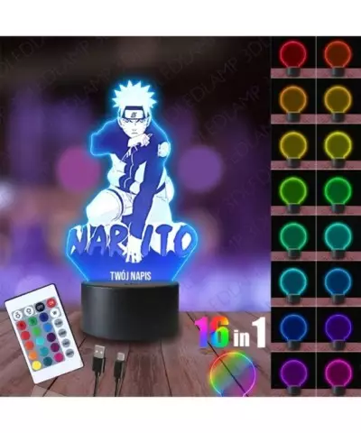 Lampka Nocna 3D LED LAMP Naruto Napis Anime